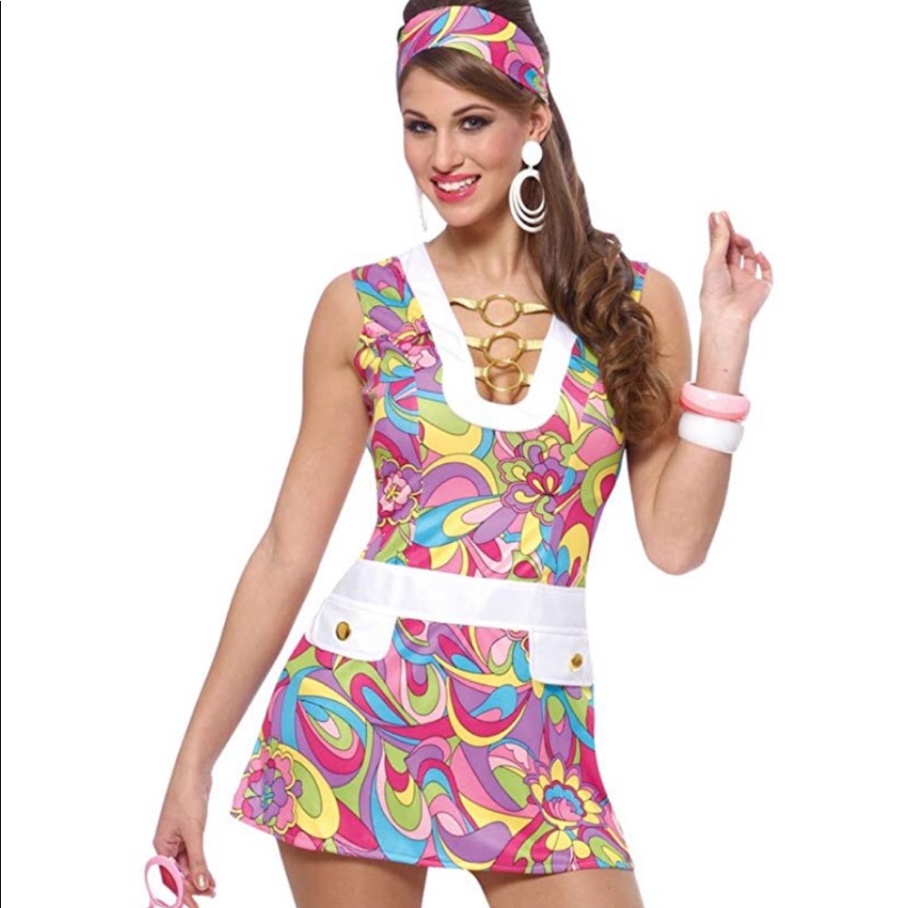 Halloween 70s Retro Go Go Dancer Dress Costume